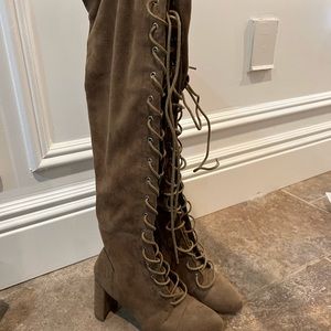 Tan High Lace Up Boots